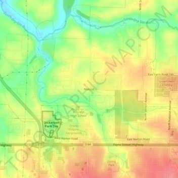 Mappa topografica Mascot, altitudine, rilievo