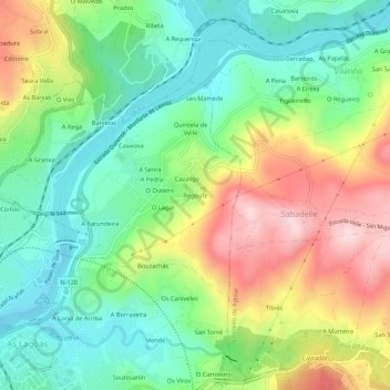 Mappa topografica Regoufe, altitudine, rilievo
