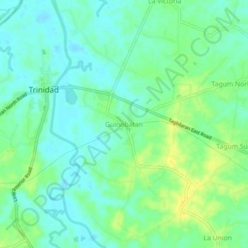 Mappa topografica Guinobatan, altitudine, rilievo