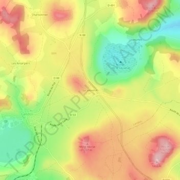 Mappa topografica La Sauvetat, altitudine, rilievo
