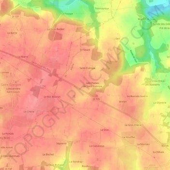 Mappa topografica La Moquette, altitudine, rilievo