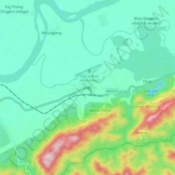 Mappa topografica Lido, altitudine, rilievo