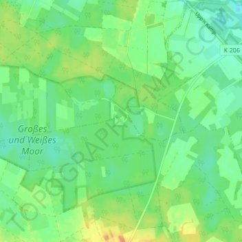 Mappa topografica Am Großen Bullensee, altitudine, rilievo