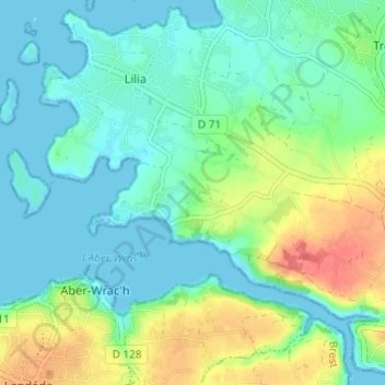 Mappa topografica Kernevez Perroz, altitudine, rilievo