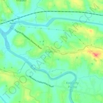 Mappa topografica Edathara, altitudine, rilievo