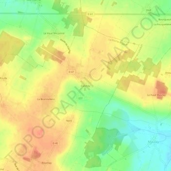 Mappa topografica Claunay, altitudine, rilievo