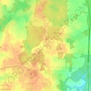 Mappa topografica Arrabloy, altitudine, rilievo