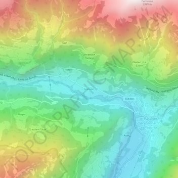 Mappa topografica Gomion, altitudine, rilievo