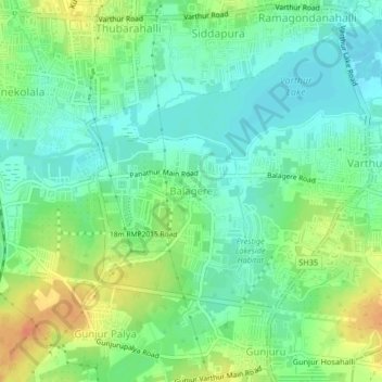 Mappa topografica Balagere, altitudine, rilievo