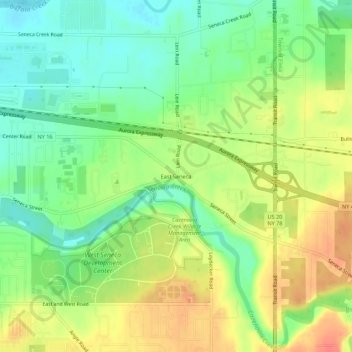 Mappa topografica East Seneca, altitudine, rilievo