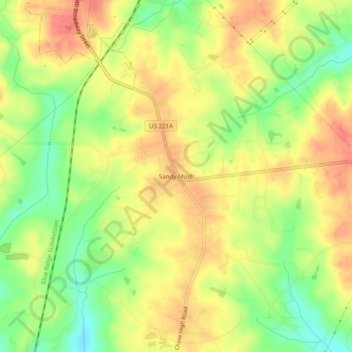Mappa topografica Sandy Mush, altitudine, rilievo