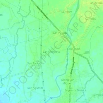 Mappa topografica San Francisco, altitudine, rilievo