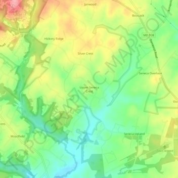 Mappa topografica Upper Seneca Crest, altitudine, rilievo