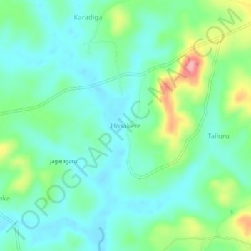 Mappa topografica Hosakere, altitudine, rilievo