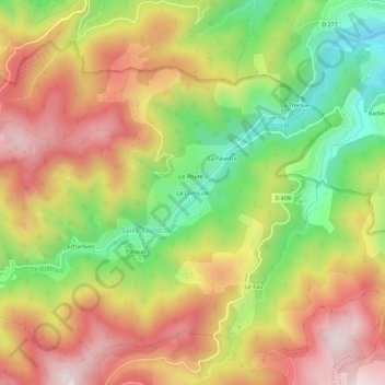 Mappa topografica La Chirouze, altitudine, rilievo
