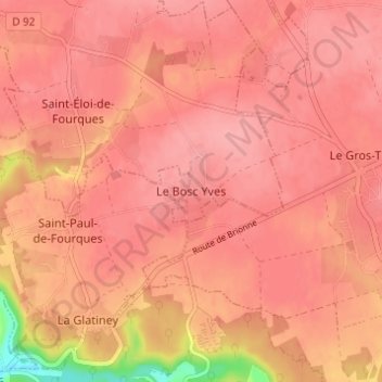 Mappa topografica Le Bosc Yves, altitudine, rilievo