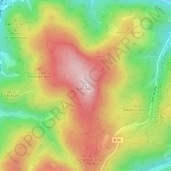 Mappa topografica Kickelhahn, altitudine, rilievo