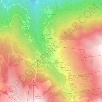 Mappa topografica Les Prés du Four, altitudine, rilievo