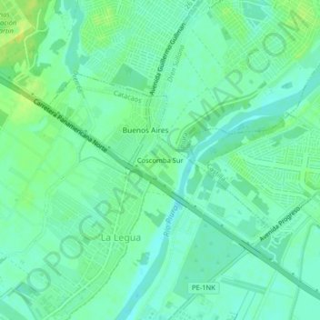 Mappa topografica Coscomba Sur, altitudine, rilievo
