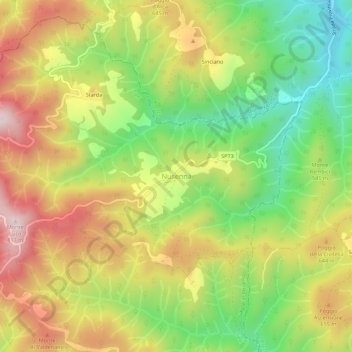 Mappa topografica Nusenna, altitudine, rilievo