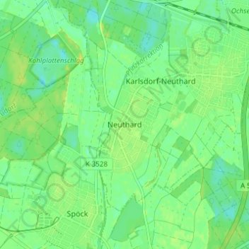Mappa topografica Neuthard, altitudine, rilievo