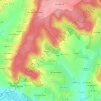Mappa topografica Le Ruisseau, altitudine, rilievo