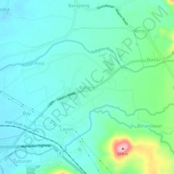 Mappa topografica Batang, altitudine, rilievo