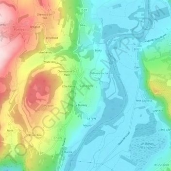 Mappa topografica Nattages, altitudine, rilievo
