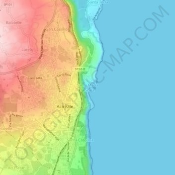 Mappa topografica Santa Maria la Scala, altitudine, rilievo