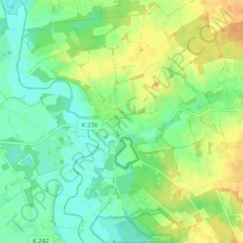 Mappa topografica Ostrittrum, altitudine, rilievo