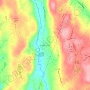 Mappa topografica Quaker Farms, altitudine, rilievo