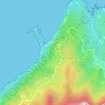 Mappa topografica Mirador de sa Foradada, altitudine, rilievo