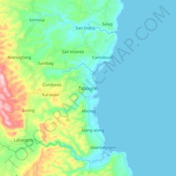 Mappa topografica Tabogon, altitudine, rilievo