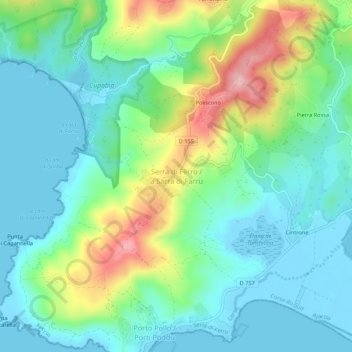 Mappa topografica Serra di Ferro, altitudine, rilievo