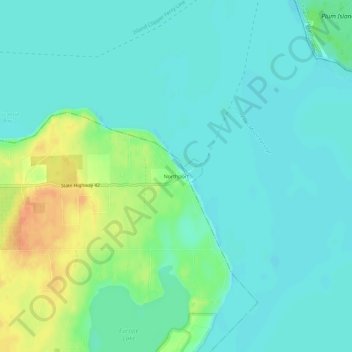 Mappa topografica Northport, altitudine, rilievo