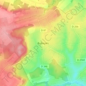 Mappa topografica Ruffosses, altitudine, rilievo