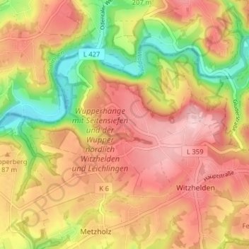 Mappa topografica Orth, altitudine, rilievo
