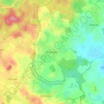 Mappa topografica Plunkau, altitudine, rilievo