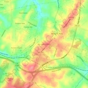 Mappa topografica Merridale Gardens, altitudine, rilievo