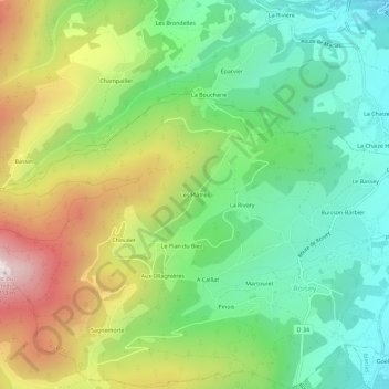 Mappa topografica Les Plâtres, altitudine, rilievo