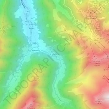 Mappa topografica Caboussac, altitudine, rilievo