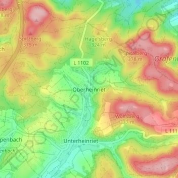Mappa topografica Oberheinriet, altitudine, rilievo