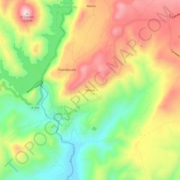 Mappa topografica Solana, altitudine, rilievo