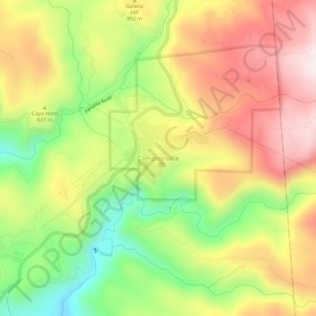 Mappa topografica Camptonville, altitudine, rilievo