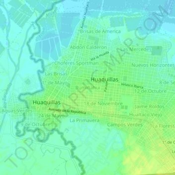 Mappa topografica Rumiñahui, altitudine, rilievo