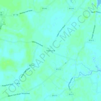 Mappa topografica Tabernacle, altitudine, rilievo