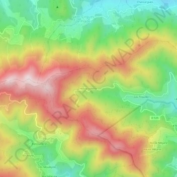 Mappa topografica Haute Valette, altitudine, rilievo