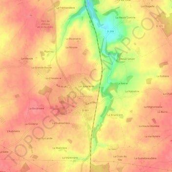 Mappa topografica Les Ratelières, altitudine, rilievo