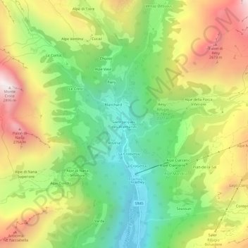 Mappa topografica Saint-Jacques-des-Allemands, altitudine, rilievo