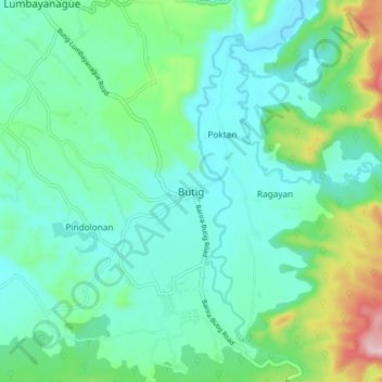 Mappa topografica Butig, altitudine, rilievo